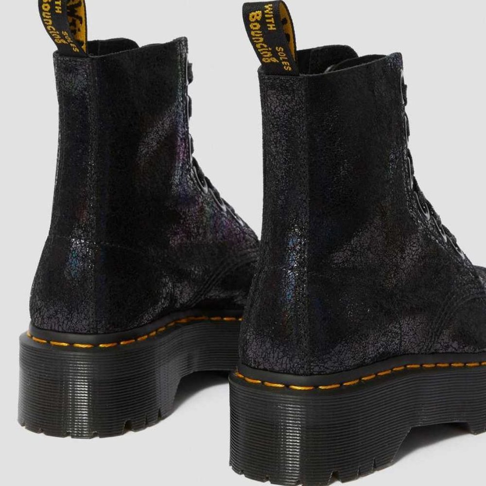 Dr. Martens | Molly Iridescent Crackle Black Boots - Picture 12 of 13